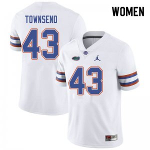 Women's Florida Gators #43 Tommy Townsend NCAA Jordan Brand White Authentic Stitched College Football Jersey AKE2662MU